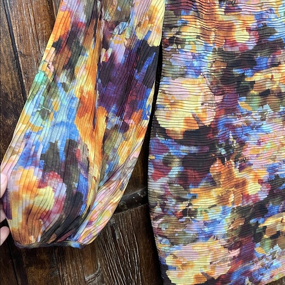 Gilner Farrar Molly Dress Kaleidoscope Print Size 10 Long Sleeve Ruched Mini EUC - Picture 5 of 7